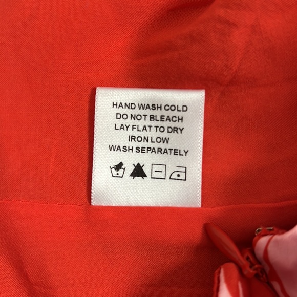 NWOT SONG OF STYLE Zahir Ruffle Satin Floral Print Skirt - Red Dahlia - Small - Picture 6 of 13